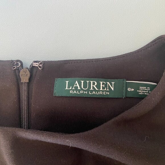 Lauren Ralph Lauren - Black Knee length dress with faux leather detail Size 6P - Picture 12 of 13